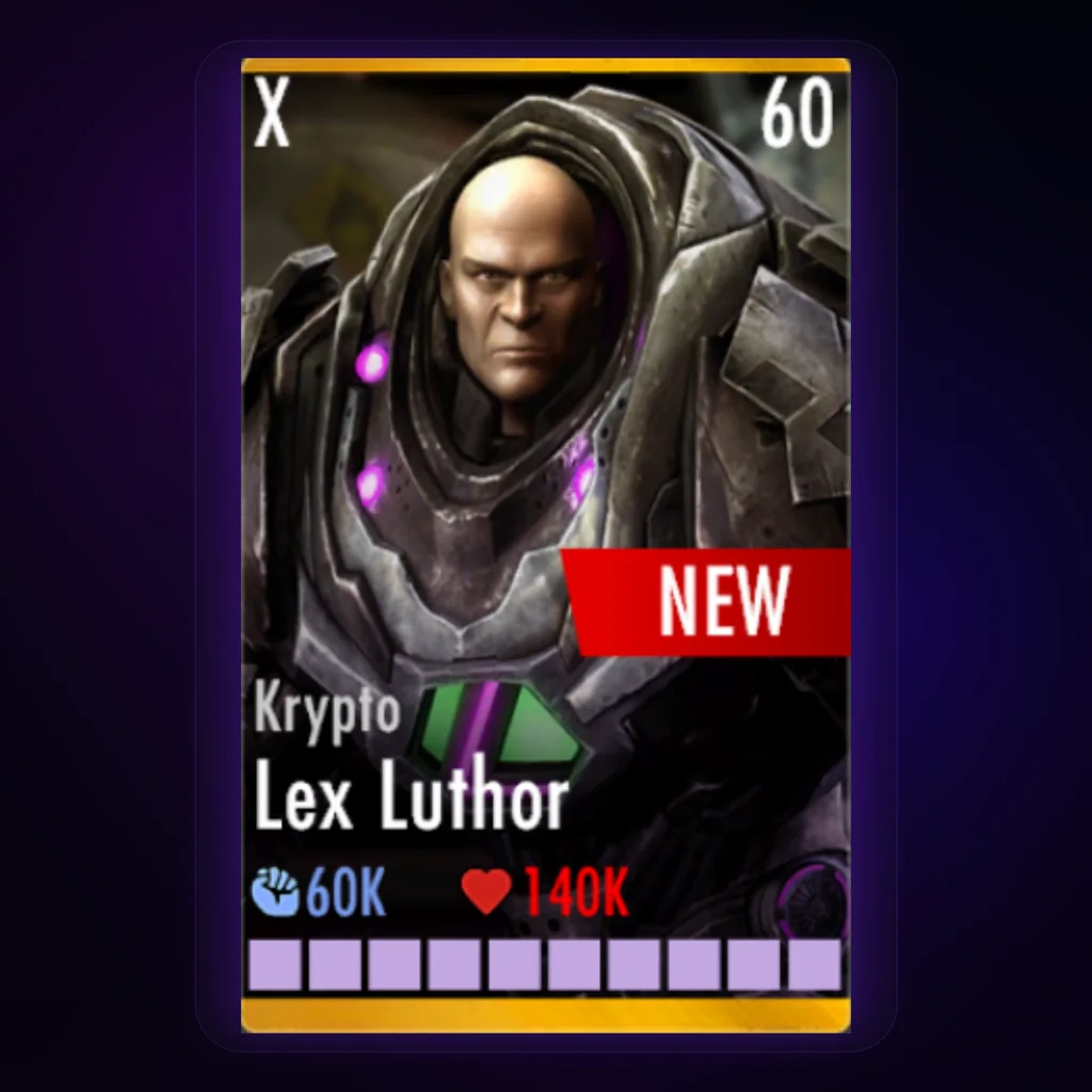 Lex Luthor Krypto Injustice Mobile character card