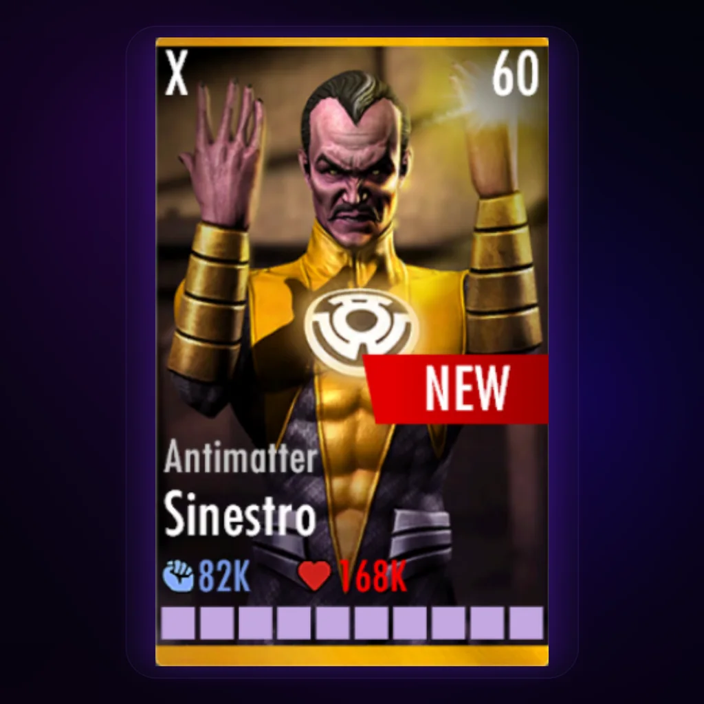 Sinestro Antimatter Injustice Mobile character card